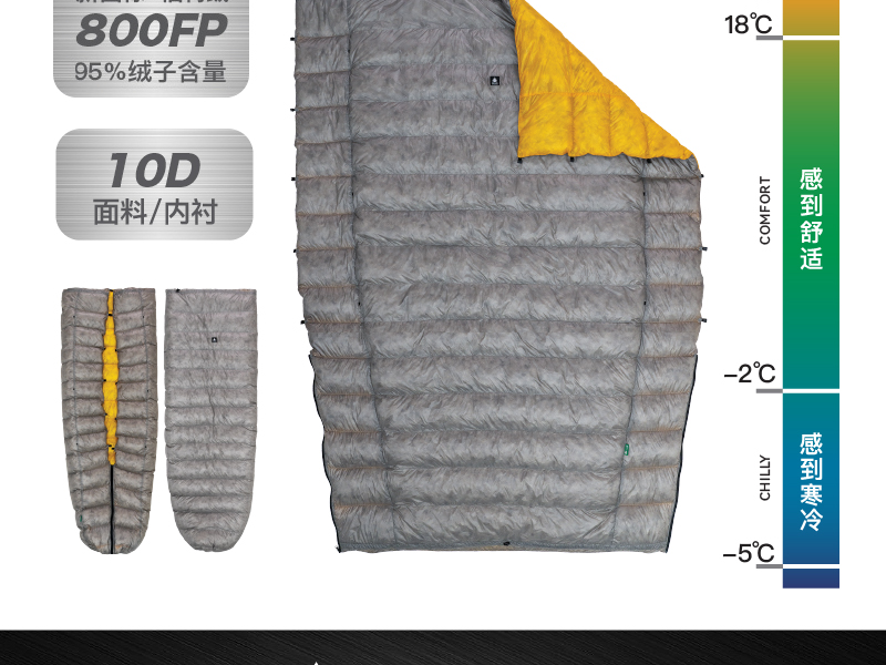 iceflame冰焰蝶舞nxt栖鸭绒800fp多功能超轻拒水羽绒被子无底睡袋