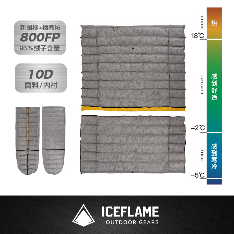 冰焰/ICE FLAME蝶舞分体nxt超轻羽绒无底睡袋